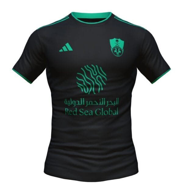Authentic Al-Ahli Saudi third soccer jersey for players, featuring team logo and sponsor.