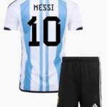 Argentina Kids Home Kit 3 star woth MESSI 10 2022/23 - uaessss