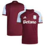 Official Aston Villa home football jersey 2025/26, maroon with white accents.