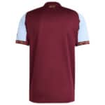 Authentic Aston Villa football jersey for 2025/26 season, maroon with white sleeves and gold accents.