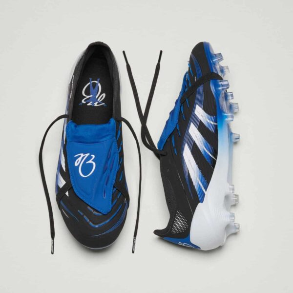 High-performance Predator Elite JB firm ground football boots in blue and black. Designed for precis.