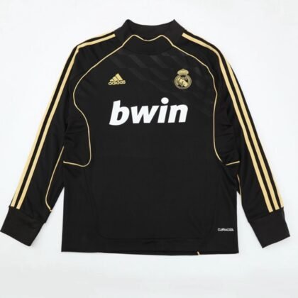 Real Madrid 2011/12 Away Black & Gold Long Sleeve Retro Soccer TOP