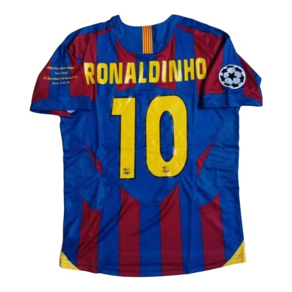 Official Ronaldinho FC Barcelona 2006 Champions League jersey with team logo and player number 10.