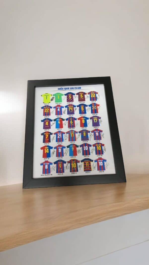 Framed collage of football team jerseys at UAE SPORT STORE.