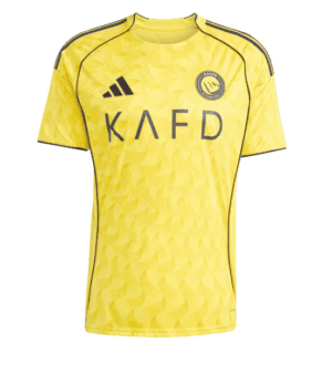Al Nassr football jersey 2025/26 home kit with yellow design and team logo.