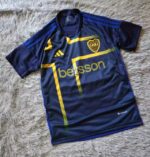 Boca Juniors third football jersey 2024/25 with navy blue and yellow design, authentic sportswear fo.
