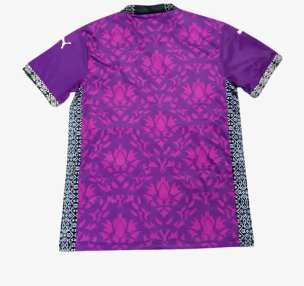 Purple AC Milan football jersey with intricate floral pattern, limited edition 2026.