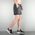 Athletic men's training shorts with 2-in-1 design and Dri-FIT technology for moisture-wicking comfor.