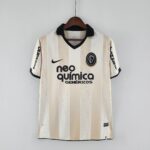 Authentic Corinthians 2010 away football jersey with beige and black design, featuring team logo and.