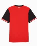 Austria national football team home jersey 2026, red with black sleeves and white accents.