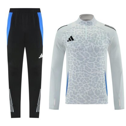 Adidas Track Suit - Leopard Camo Light Grey with Blue Strips