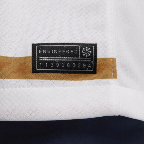 Engineered sports jersey label detail.