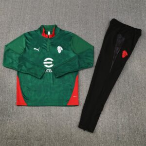 Football training tracksuit with team logo and breathable fabric.