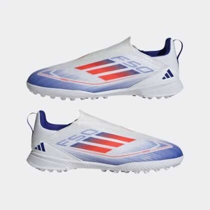 ADIDAS F50 LEAGUE LACELESS TF ADVANCEMENT - FOOTWEAR WHITE/SOLAR RED/LUCID BLUE
