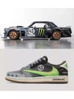 Travis Scott x Jordan 1 Low OG SP sneakers inspired by Hoonigan Ford Mustang.