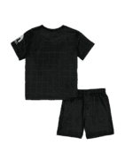 Kids Tottenham away football kit 2025/26, includes jersey and shorts for young fans.