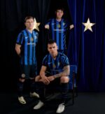 Official Inter Milan 2024/25 home football jersey with blue and black stripes.