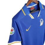 Italy national team football jersey, 1996/97 home kit with "DEL PIERO" name and number, blue with ye.