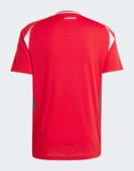 Hungary 2024 home football jersey, red with white and green accents, official national team kit.