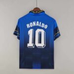 Authentic Ronaldo 10 Inter Milan football jersey, 1997/98 season, vibrant blue design.