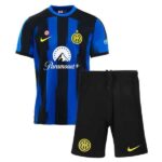 Inter Milan kids' home football kit 2023/24 with jersey and shorts. Perfect for young fans of the It.
