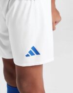Kids Italy home soccer shorts 2024/25 with Adidas branding, perfect for young football fans and play.
