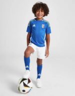 Kids Italy home football kit 2024/25 with jersey, shorts, and socks.