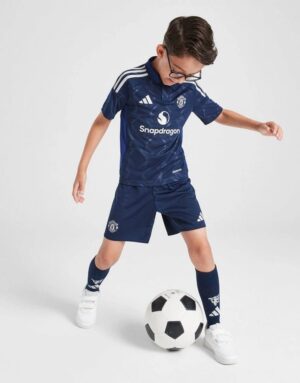 Kids Manchester United away football kit 2024/25 with team logo and sponsor. Perfect for young fans.