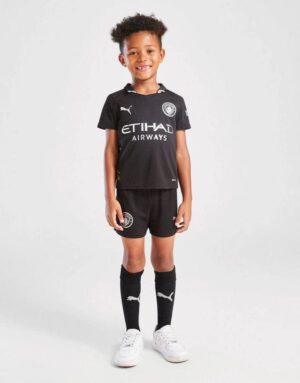 Kids Manchester City away football kit 2025/26 with jersey, shorts, and socks. Perfect for young fan.