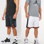 Jordan Jumpman basketball shorts in black and white, stylish sportswear for men.