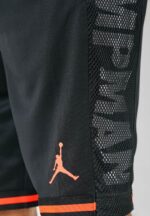 High-quality Jordan basketball shorts featuring the iconic Jumpman logo in black and red, perfect fo.