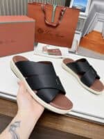 Comfortable black and beige slide sandals for women. Perfect for casual wear and summer outings.