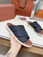 Comfortable navy blue slide sandals for women. Perfect for casual summer wear and beach outings.