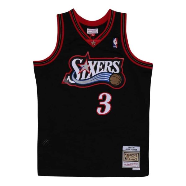 Authentic Philadelphia 76ers Allen Iverson Swingman Jersey Black.