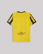 Al-Ittihad 2025/26 home jersey with yellow and black design, featuring player name and sponsor logo.