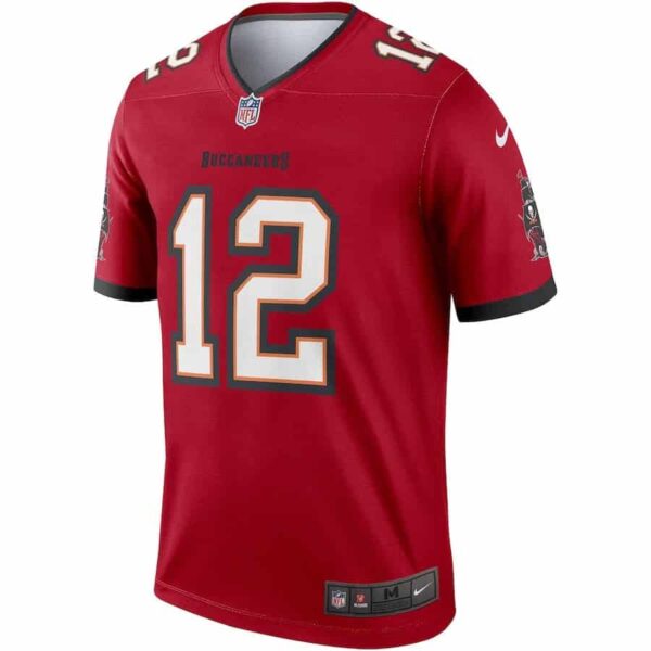 Men's Nike Tom Brady Buccaneers Red Football Jersey with Team Logo and Player Number 12.