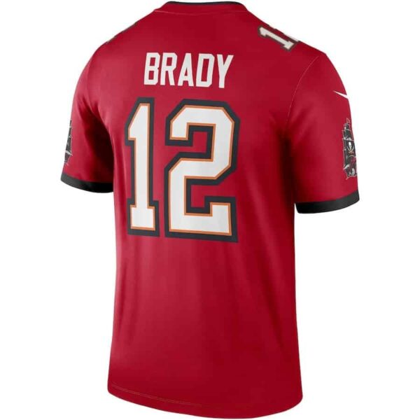 Nike Tom Brady Buccaneers Red Football Jersey with Player Name and Number.
