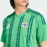 Northern Ireland 2023/24 home football jersey with green and navy stripes.
