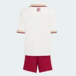 Youth Gunners third kit for kids, featuring white jersey with red accents and matching shorts.