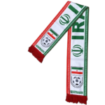 Iran national football team scarf with flag and emblem.