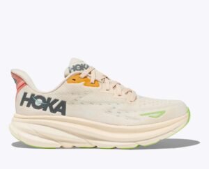 Comfortable Hoka Clifton 9 Vanilla Astral running shoe with lightweight design and cushioned sole. P.