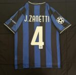 J.Zanetti Inter Milan 2010/11 home football jersey with blue and black stripes.