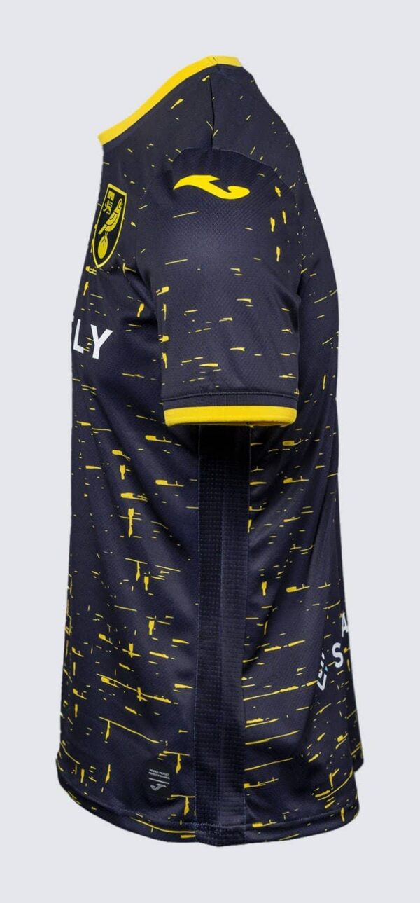Norwich City away football jersey 2024/25 with club crest and yellow accents.