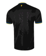 Authentic Manchester United third football jersey for 2025/26 season. Black design with blue and yel.