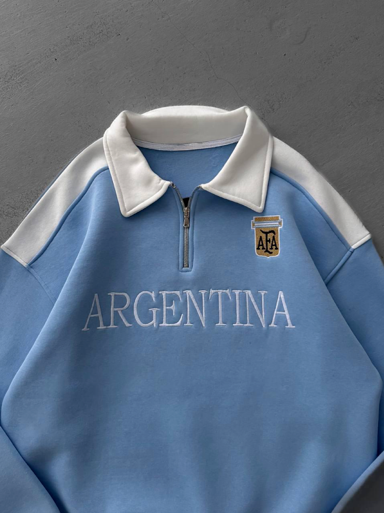 Argentina Half-Zip Oversized Sweatshirt – Premium Football Streetwear - Image 2