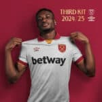 West Ham United third kit 2024/25 men's football jersey, authentic, stylish, and high-quality sports.