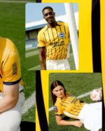 Brighton Away Jersey 2024/25 with yellow and navy design, official team logo, and sponsor.