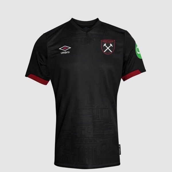 West Ham United black football jersey with club logo and Umbro branding.