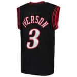 Authentic Allen Iverson 76ers black swingman jersey, vintage 2000-2001 NBA season, official team log.