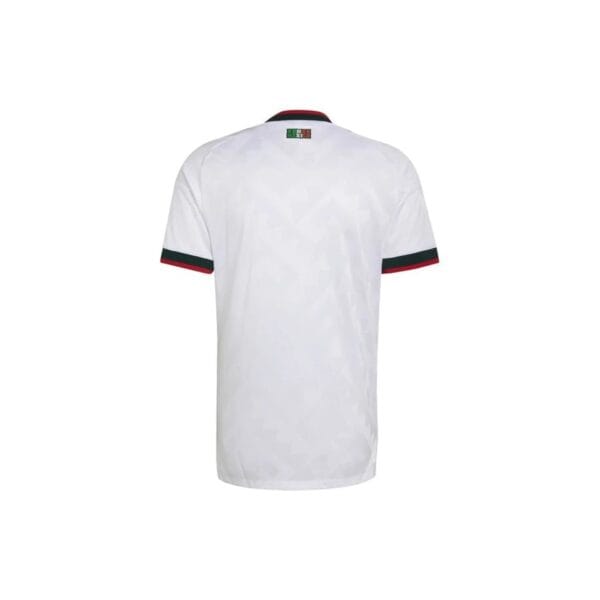 Mexico away football jersey for World Cup 2026, white with team logo and red-green accents.
